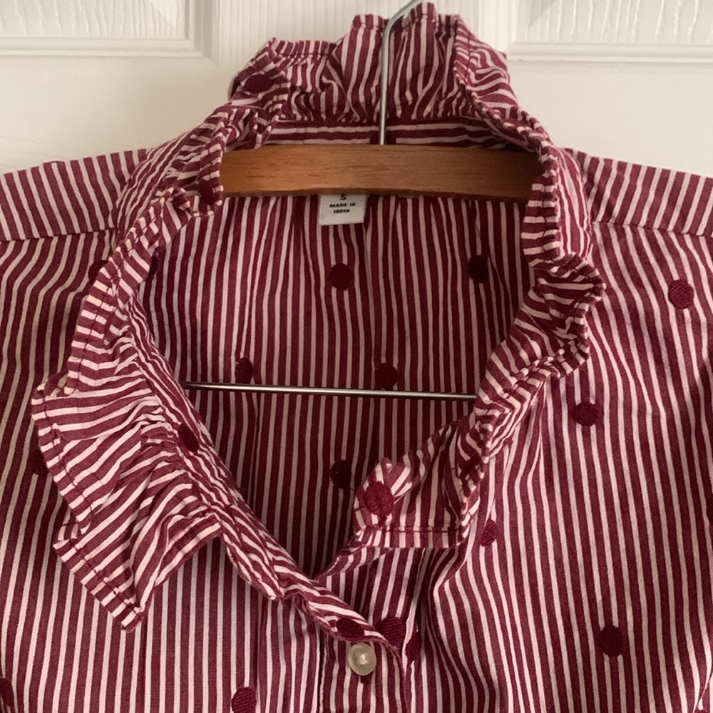 Free Assembly Polka Dot & Stripes Maroon Dress Size Small - Picture 5 of 8